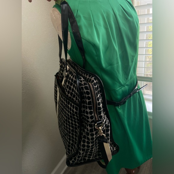 Kate Spade Noel Print Duffel Weekender Travel/Carry-On Bag Black & Cream w Green - Picture 16 of 16